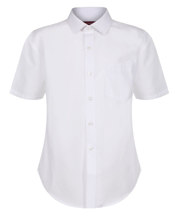 Boys Short Sleeve Non-Iron Shirt - Regular Fit - White - Twin Pack
