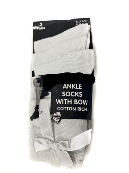 Girl's Ankle Bow Socks - 3Pack