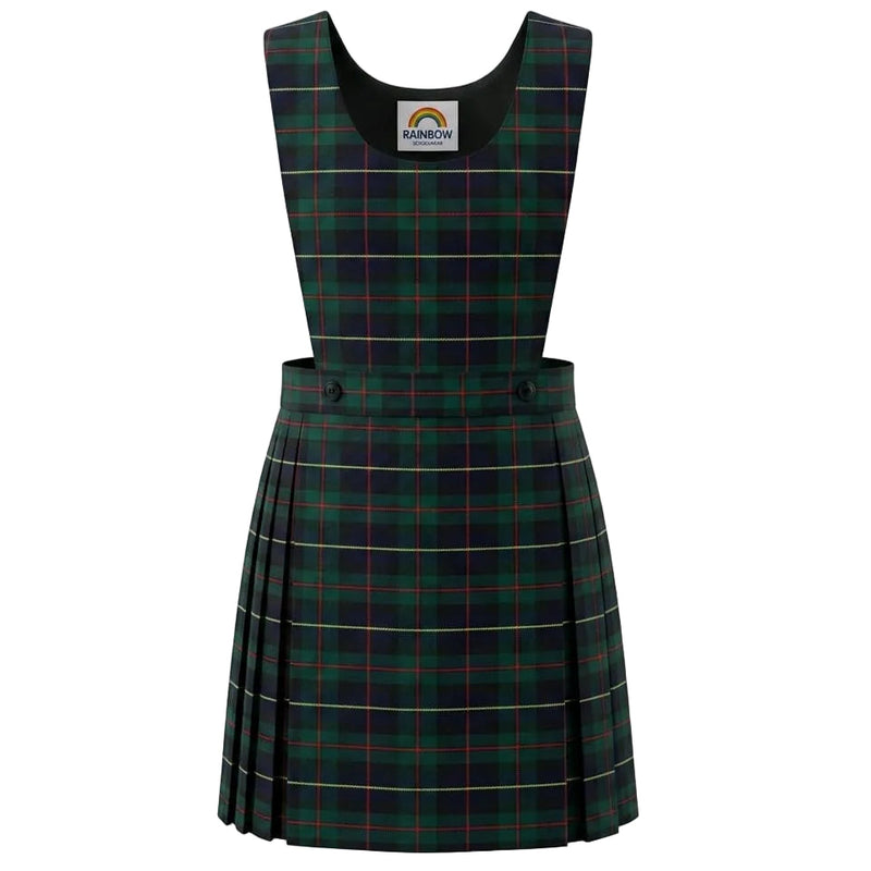 Green Tartan Pinafore Dress(With Yellow Check)