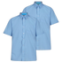 Boys Short Sleeve Non-Iron Shirt - Regular Fit - Blue - Twin Pack