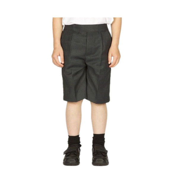 Boys Half Elastic Pull-On Shorts-Grey/Black