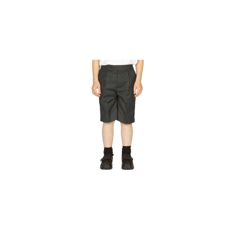 Boys Half Elastic Pull-On Shorts-Grey/Black