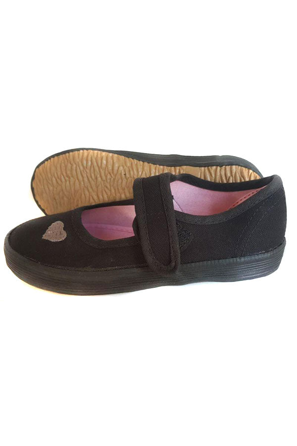 Girls Velcro Pumps - Black