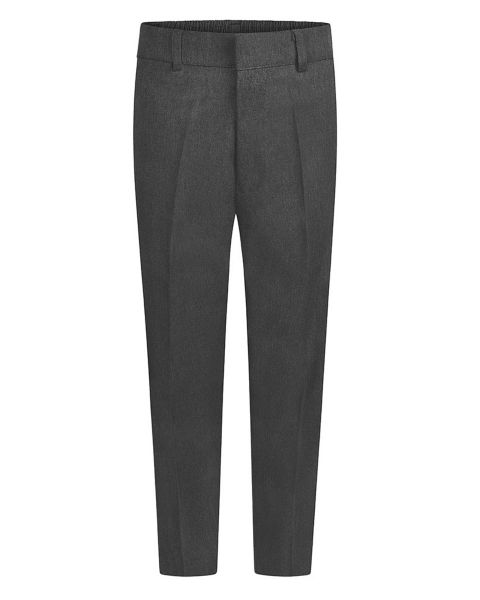 Boys Half Elastic Zip Clips Trousers- Grey/Black