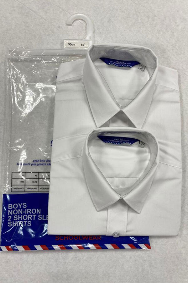 School Boys Twin Pack Short  Sleeve Shirts - White