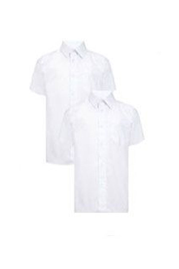 School Boys Twin Pack Short  Sleeve Shirts - White